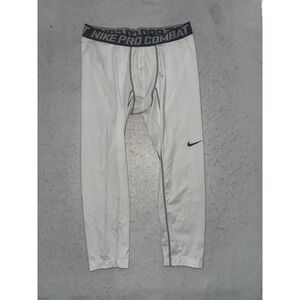 Nike‎ Pro Leggings Mens XL White Dri-Fit Compression Pants Training Gym